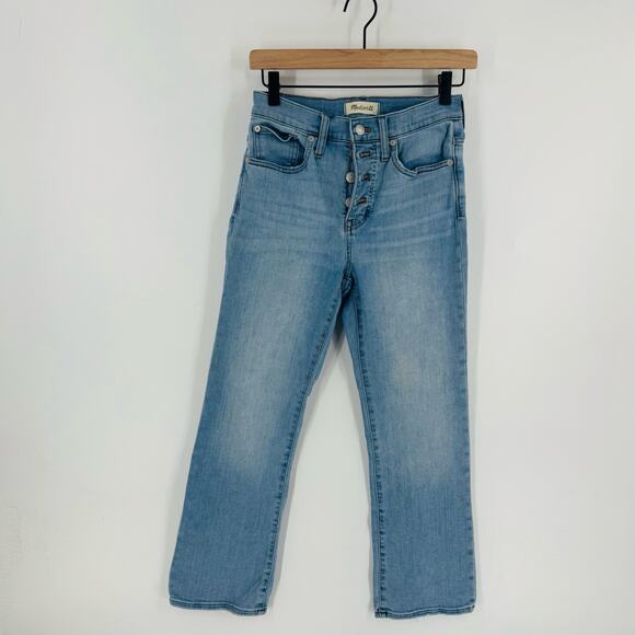 Madewell Cali Demi Boot Jeans Light Wash Button Fly High Rise Womens Size 25 - Picture 8 of 8